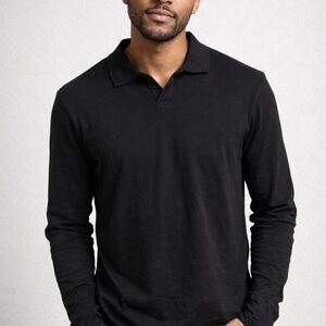 Classic Black Long Sleeve Polo for Men C2